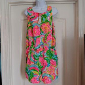 Lilly Pulitzer Sleeveles Tybee Romper Floral Pockets Tassels XL